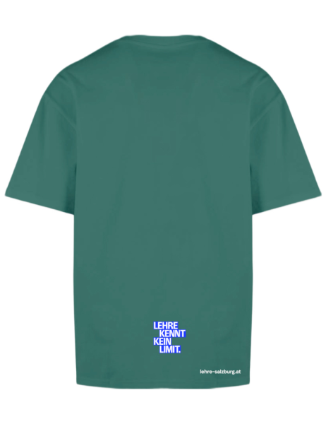 T-Shirt "AUSGLERNT" petrol + Firmenlogo am Nacken